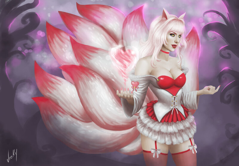 Fox-like Woman with Tails — Pink