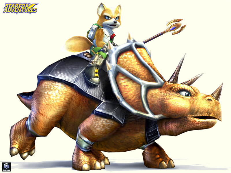 Fox McCloud on Triceratops