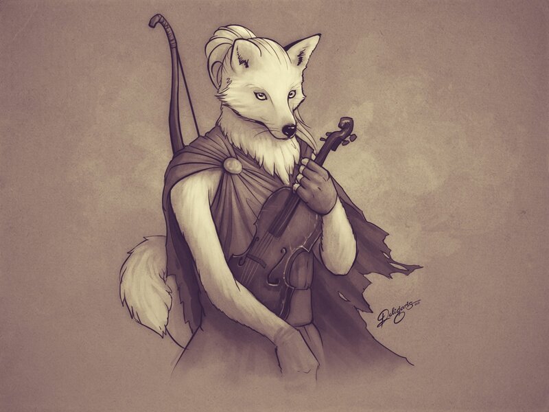 fox musician with violin