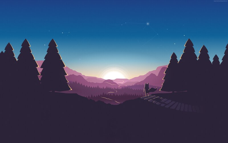Fox on a Path — Blue