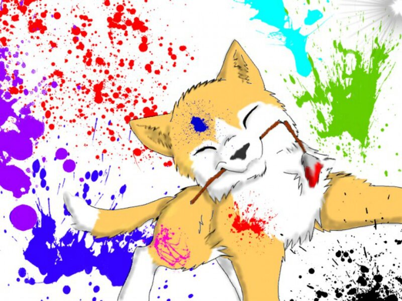 fox painting with paintbrush