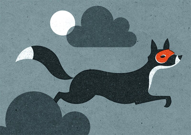 fox running under moonlight