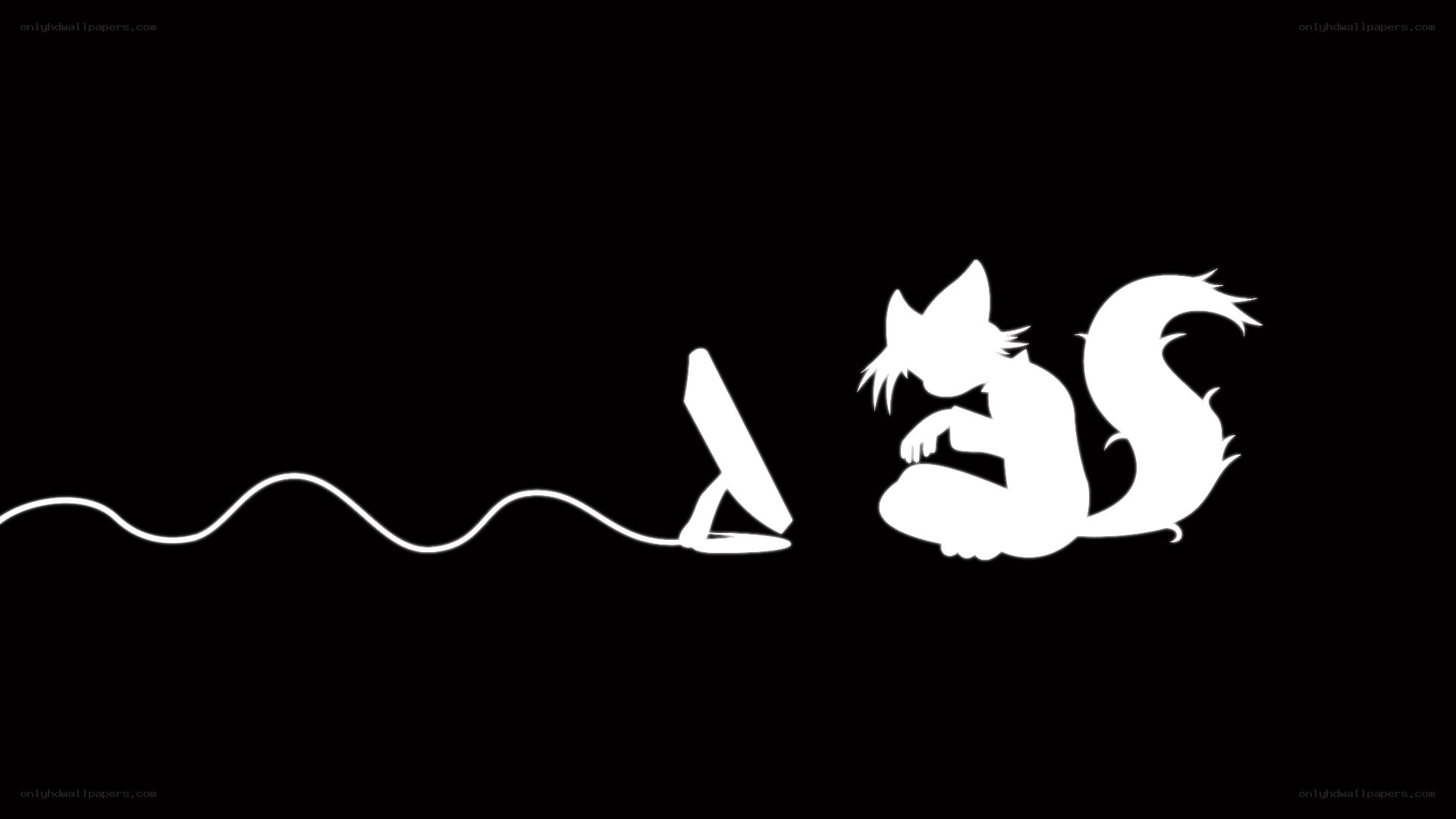 fox silhouette at computer