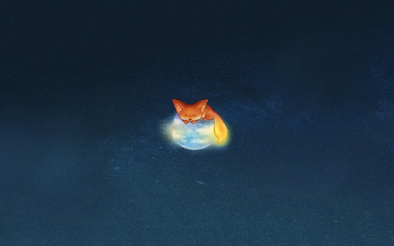 Fox Sleeping on Moon