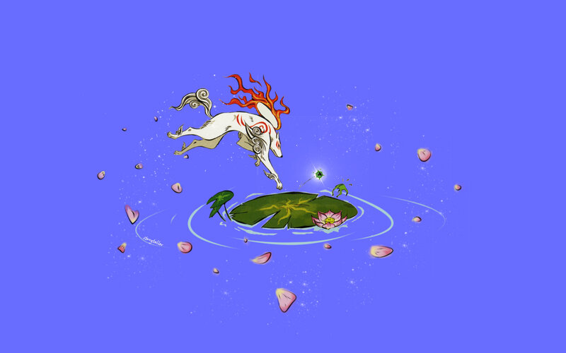 fox spirit leaps over lotus pond