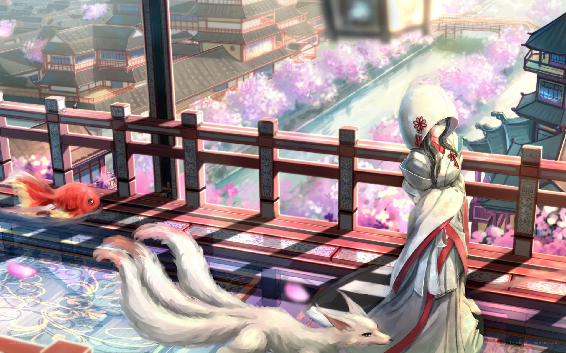 Fox spirit on a balcony