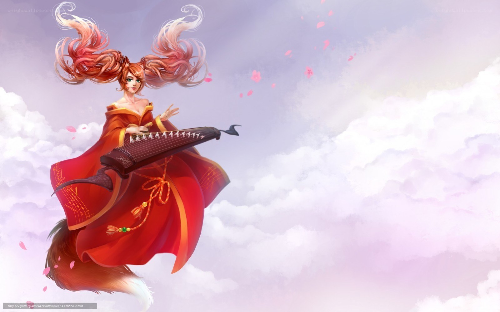 Fox spirit playing guzheng