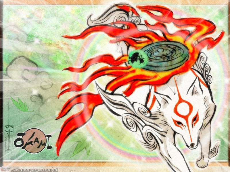 fox spirit with fire and mirror