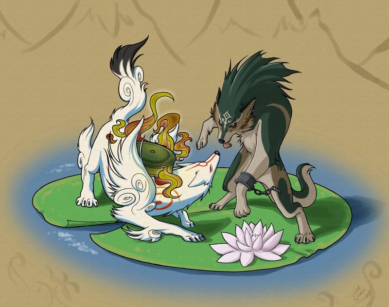 fox spirits on a lily pad