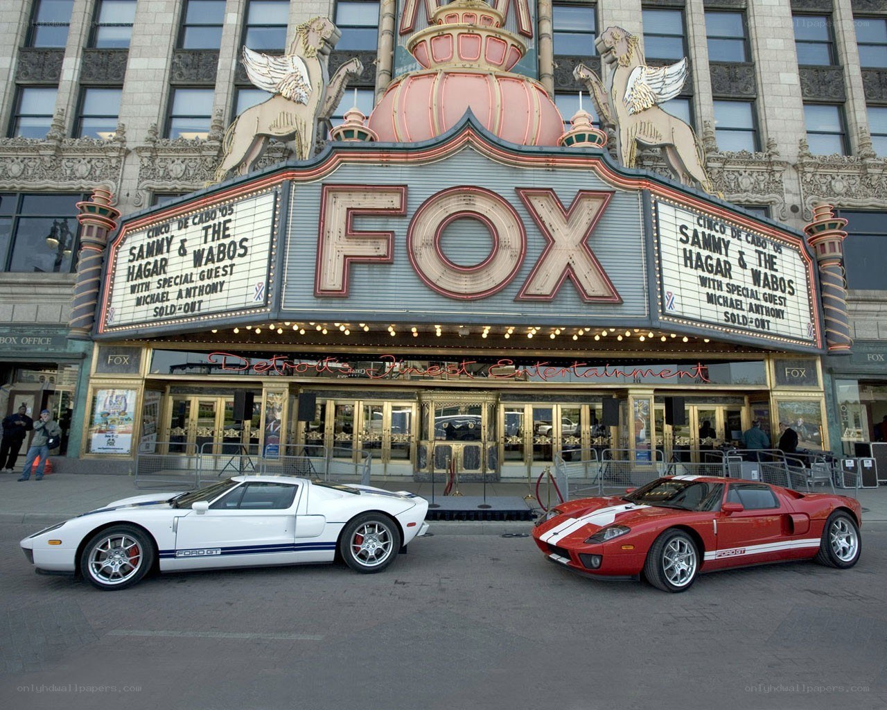 Fox Theatre with two Ford GTs