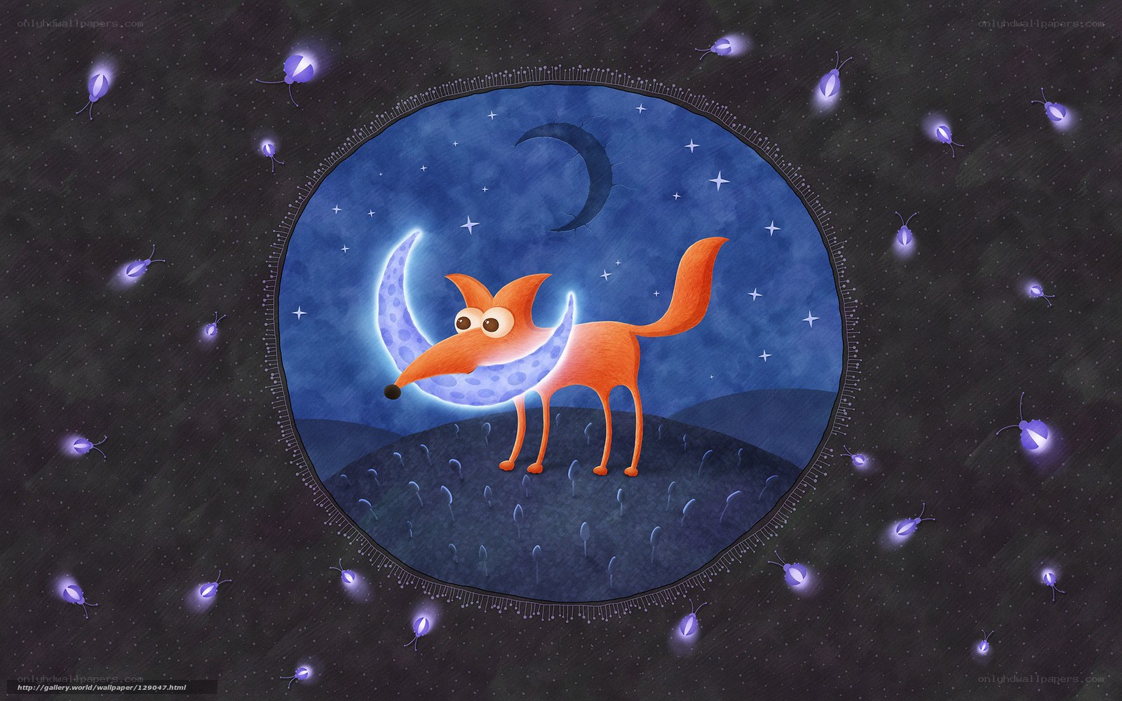 fox under the moon