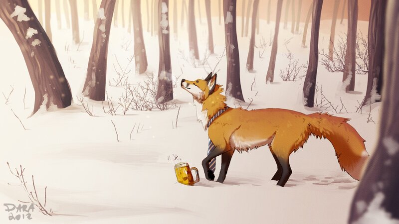 Fox Wearing Tie in Snow