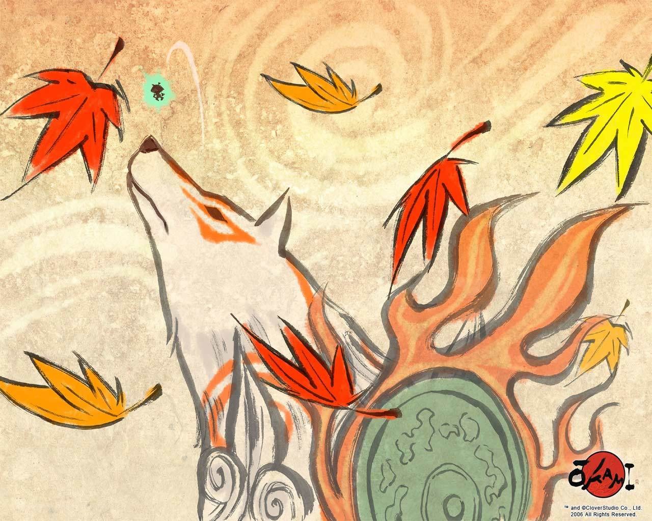 fox with autumn leaves