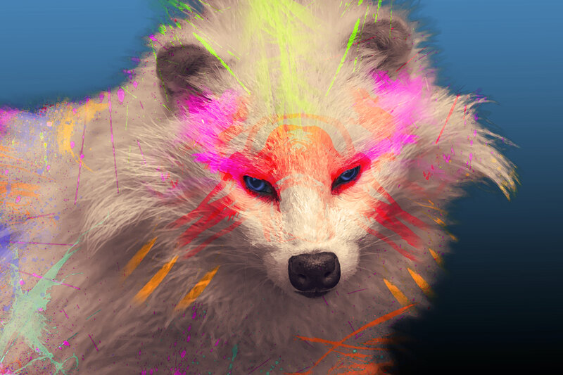 Fox with Colorful Paint