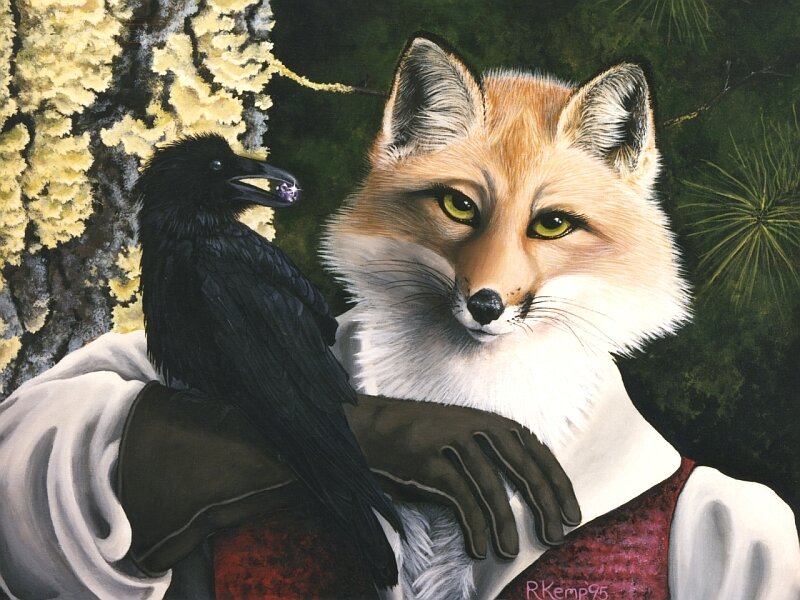 Fox with Crow on Arm