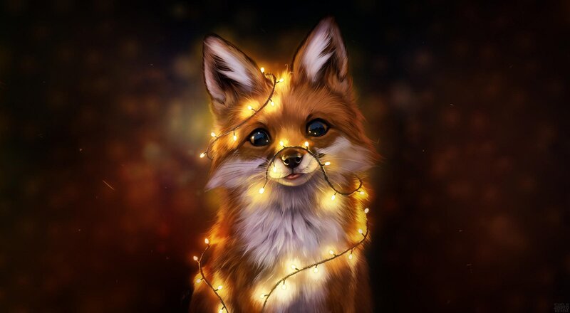 Fox with Fairy Lights
