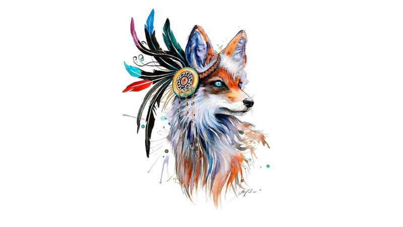 Fox with Feather Headdress