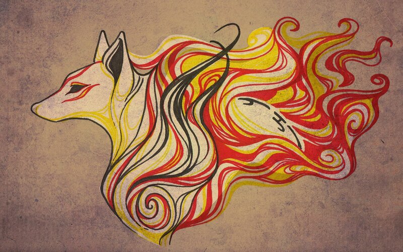 fox with fiery tail