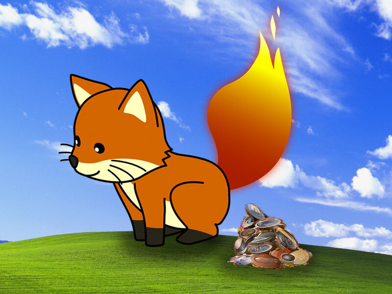 fox with flaming tail