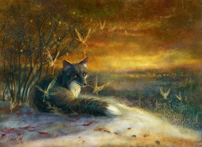 Fox with Glowing Patterns
