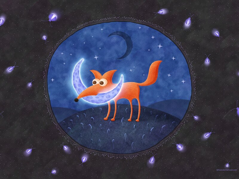 fox with the moon