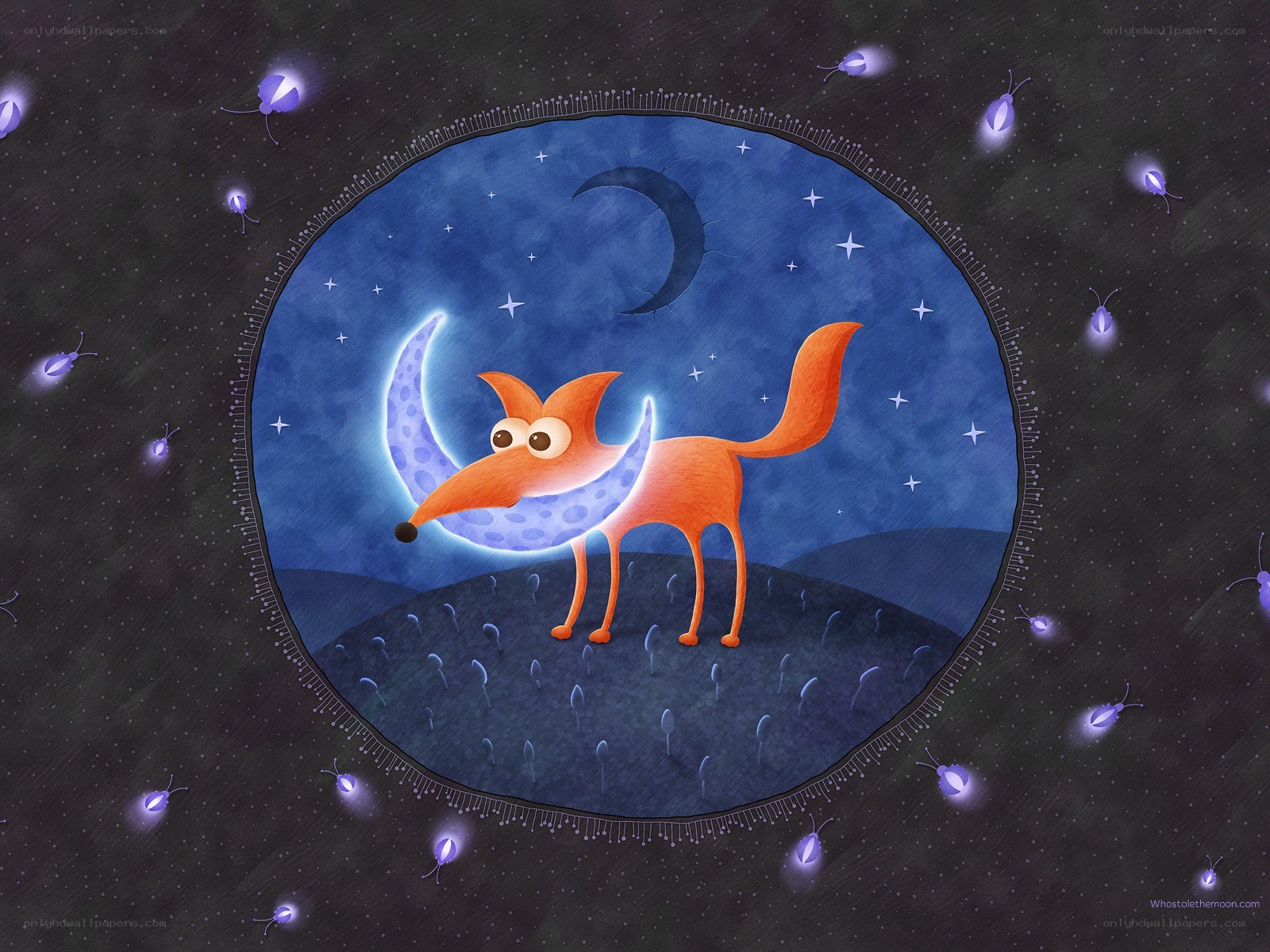fox with the moon