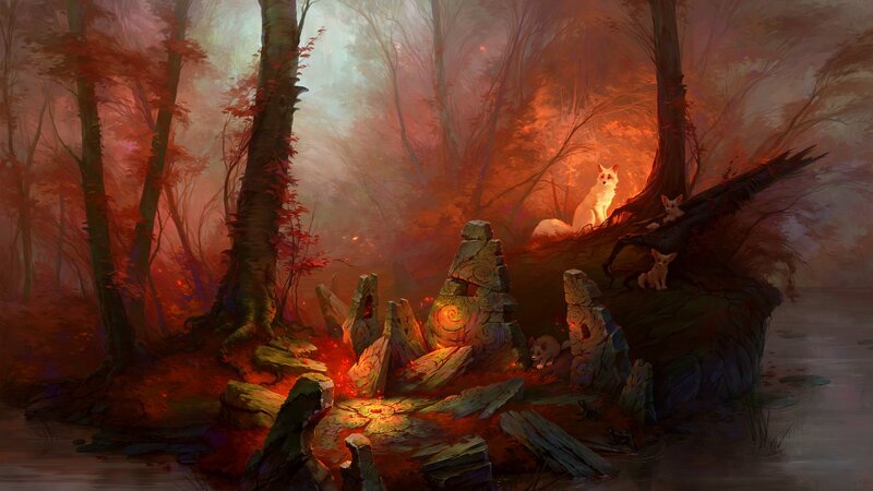 Foxes in Forest — Red, Mysterious
