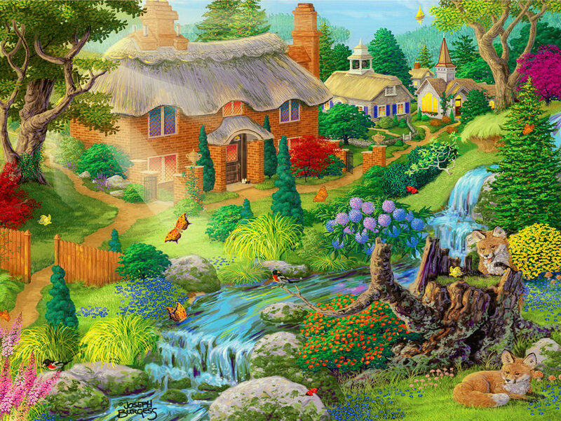 Foxes in Garden — Green