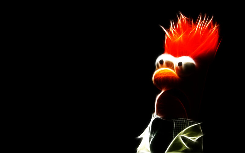 Fozzie Bear with fiery hair
