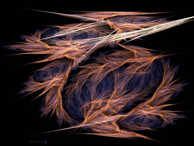 Fractal abstract art with orange and blue lines