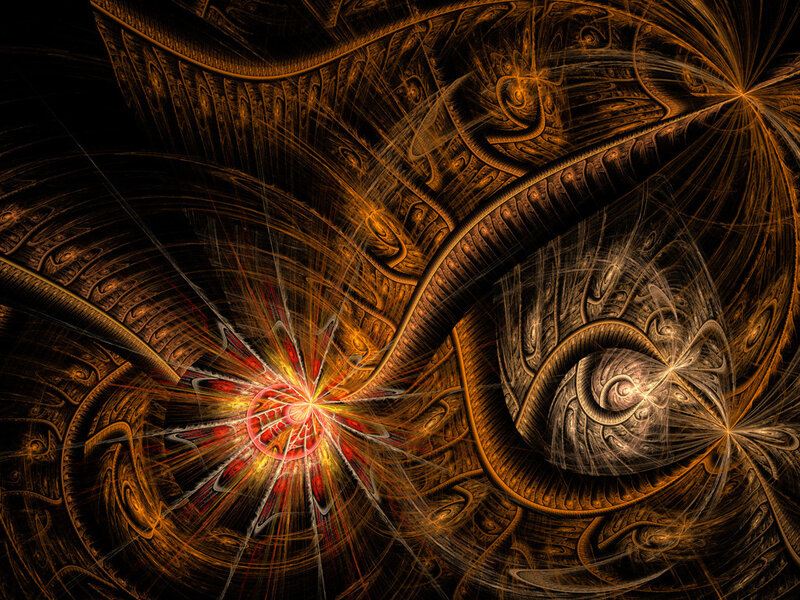 Fractal Abstract Pattern — Black, Dramatic, Digital Art, Spiral