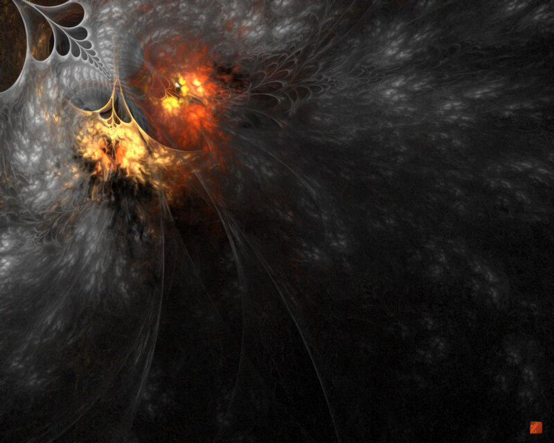 Fractal Abstract Pattern — Black, Dramatic, Digital Art