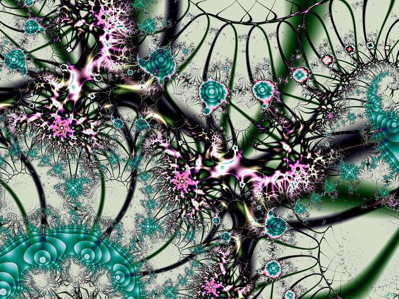 Fractal Abstract Pattern — Green, Chaotic, Digital Art