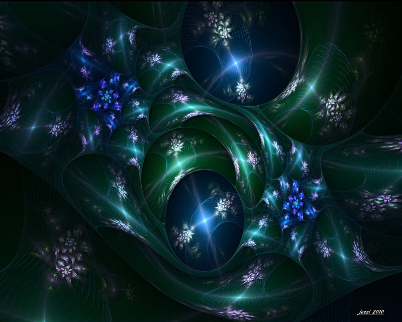 Fractal Abstract Pattern — Green, Ethereal, Digital Art