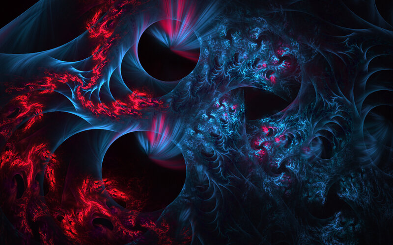 Fractal Abstract Pattern — Red, Dramatic, Digital Art, Circles