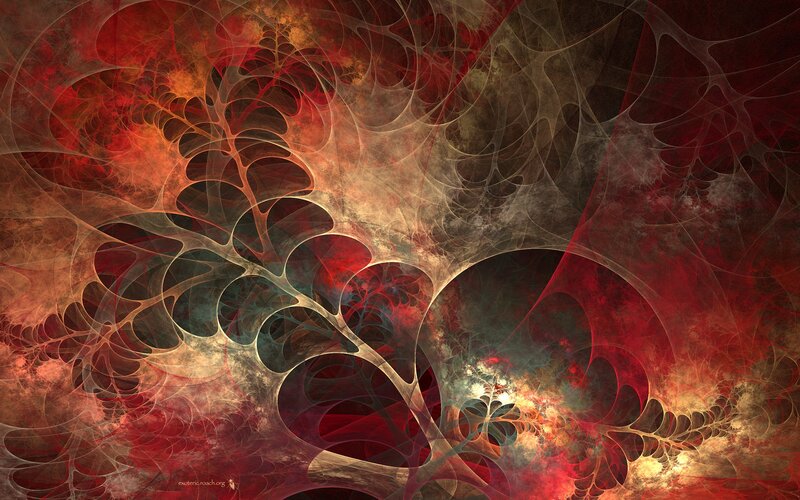 Fractal Abstract Pattern — Red, Dramatic, Digital Art, Orange