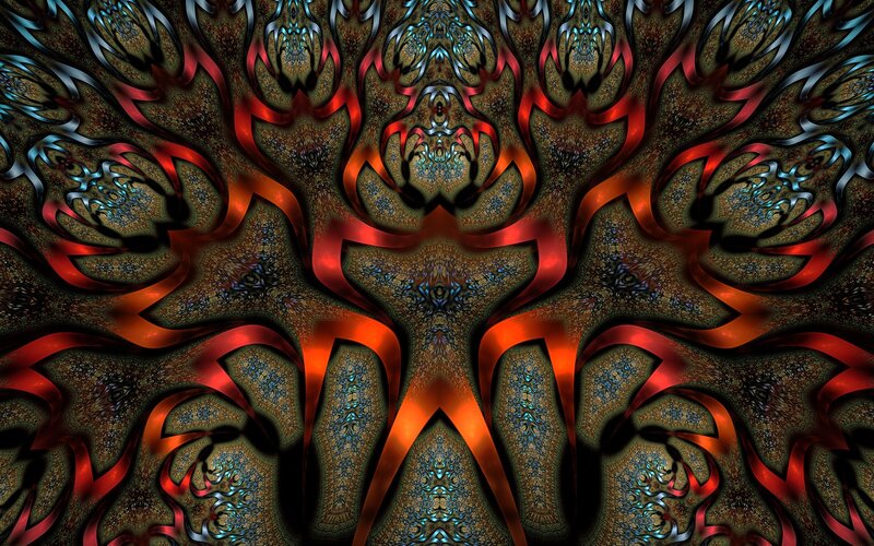 Fractal Abstract Pattern — Red, Dramatic, Digital Art, Red Ribbons