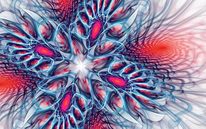Fractal Abstract Pattern — Red, Dynamic, Blue