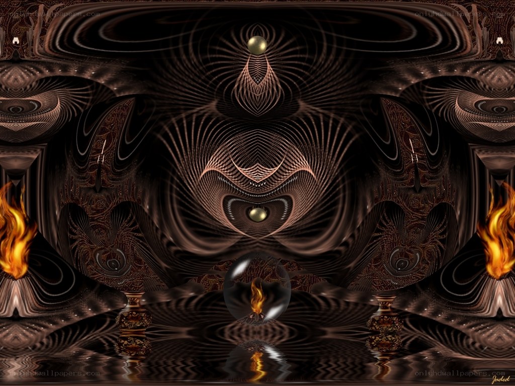 Fractal abstract with fire and gold