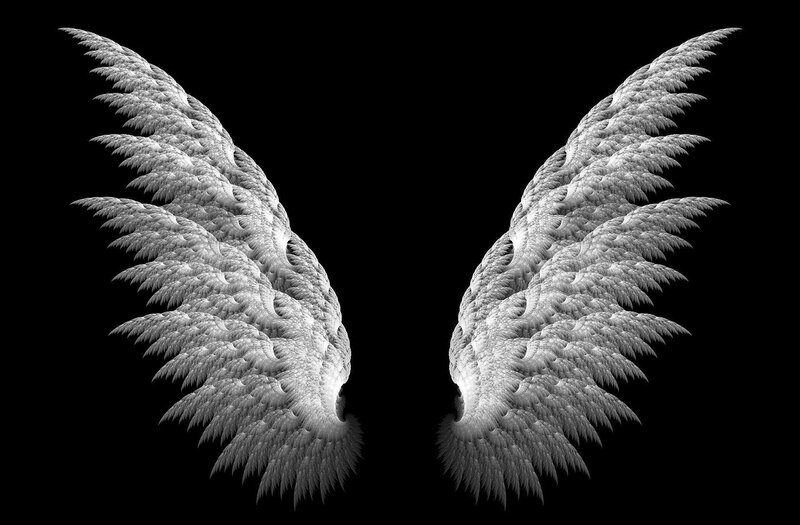 Fractal Angel Wings — White, Dramatic