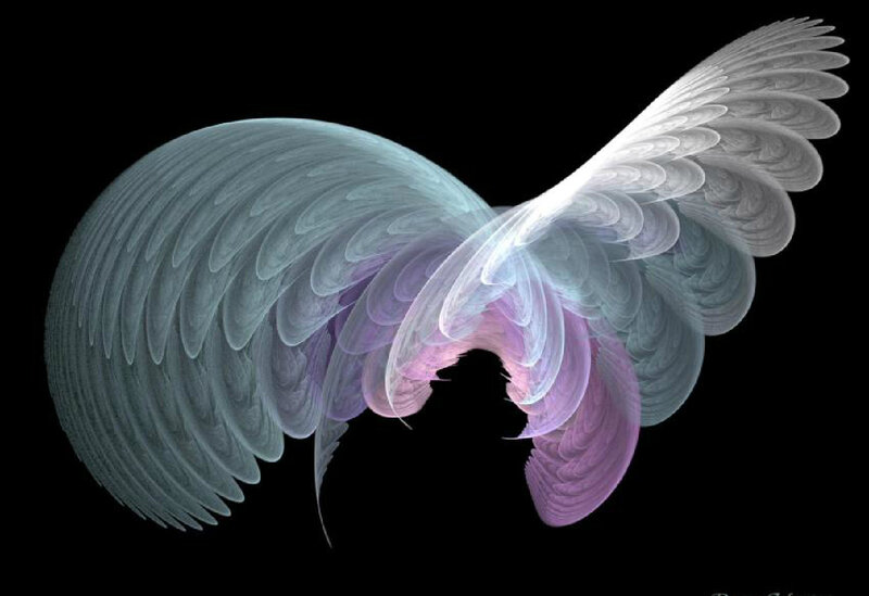 Fractal Angel Wings — White, Ethereal