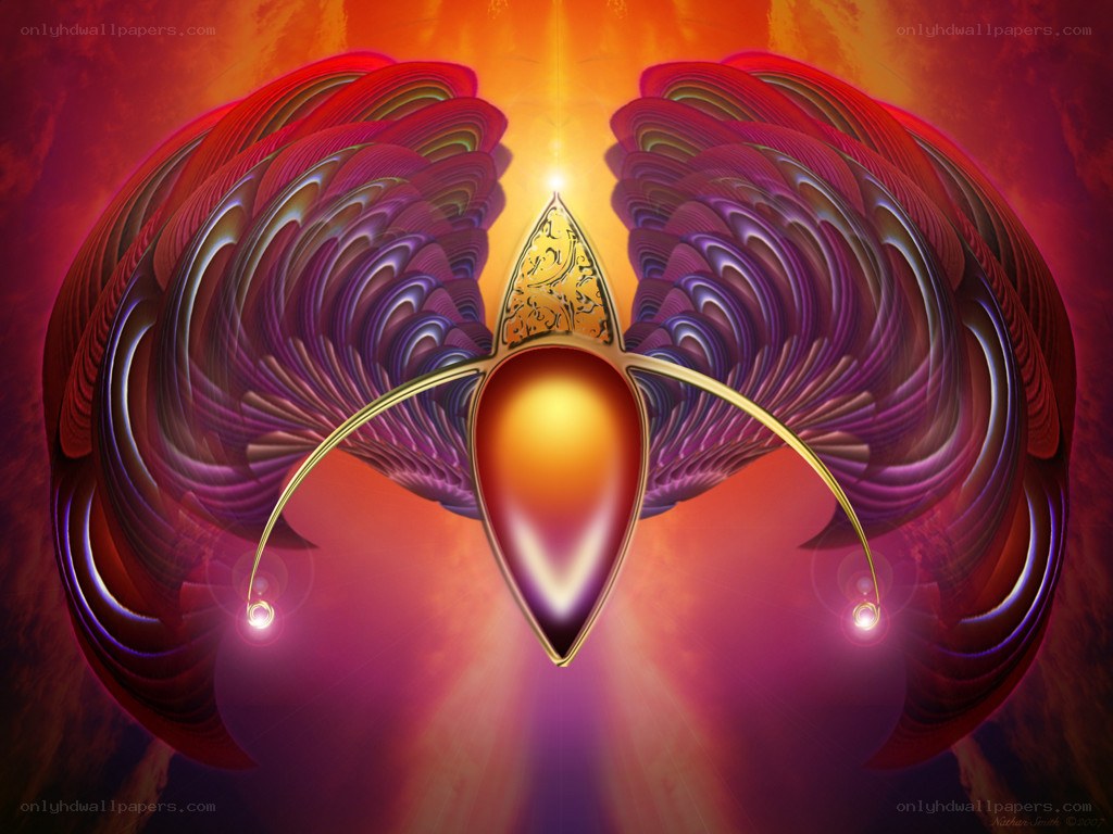Fractal angel with glowing wings