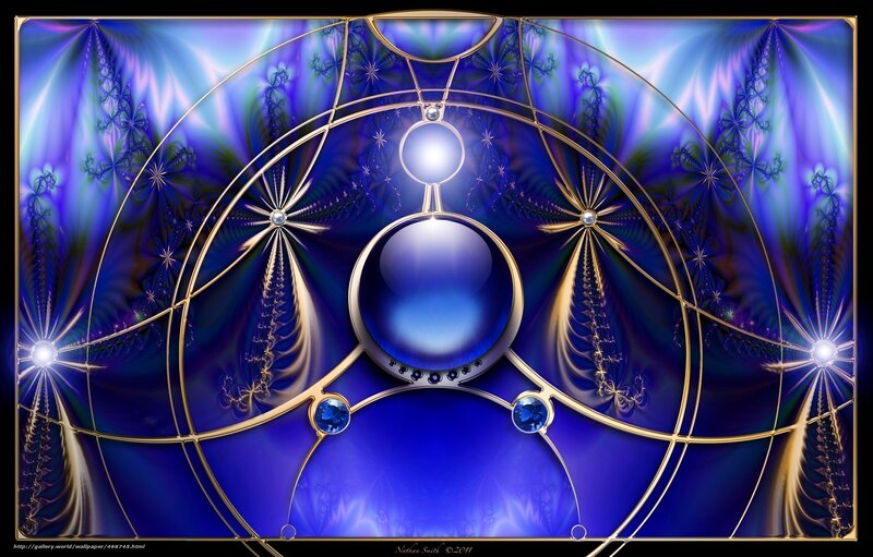 Fractal Art with Blue and Gold Design