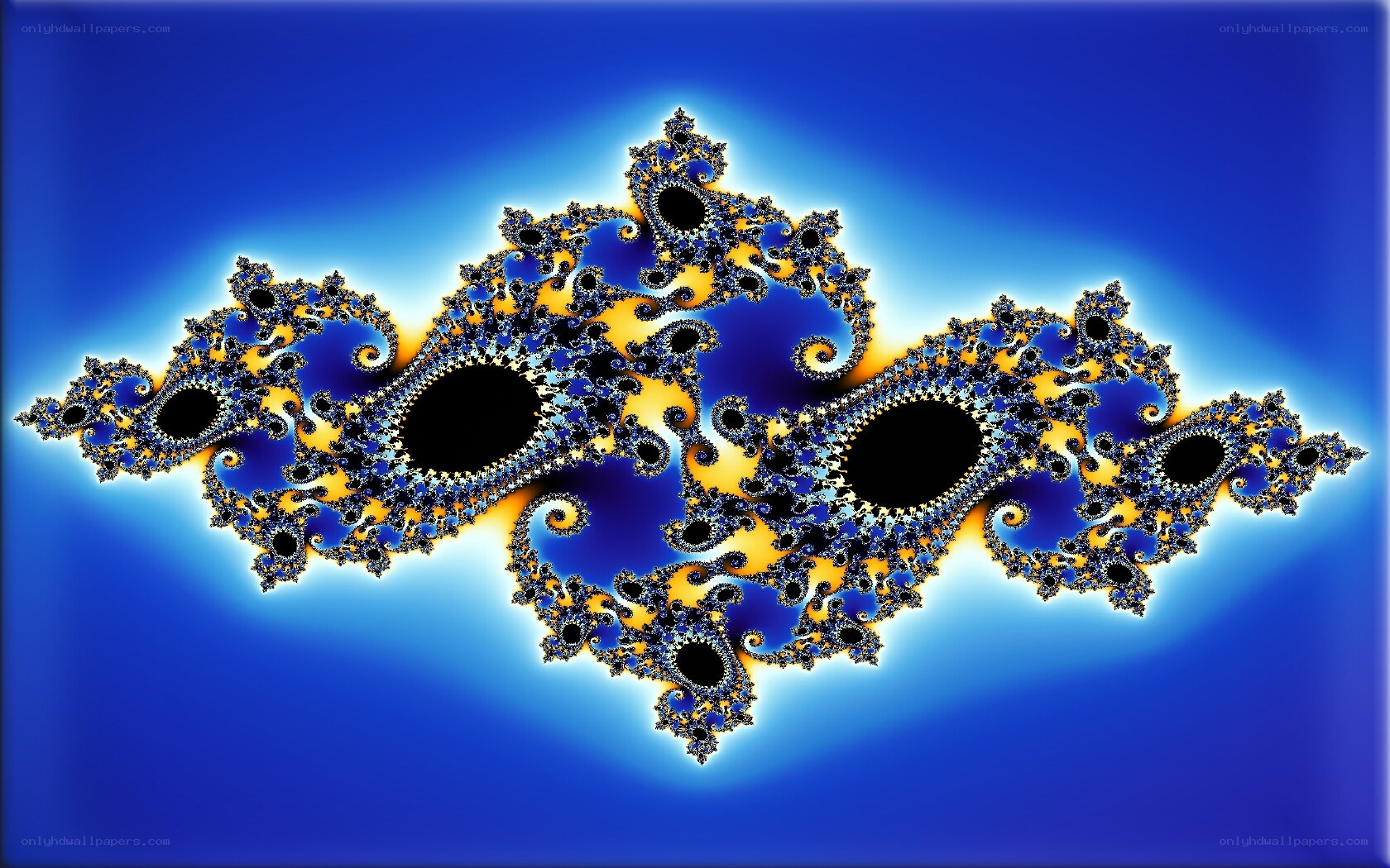 fractal art with blue and gold patterns