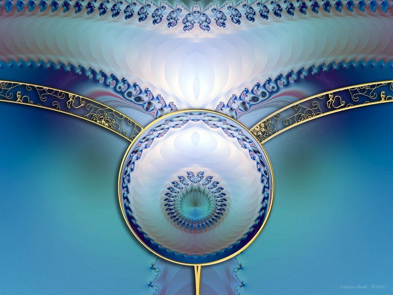 Fractal Art with Blue and Gold Patterns