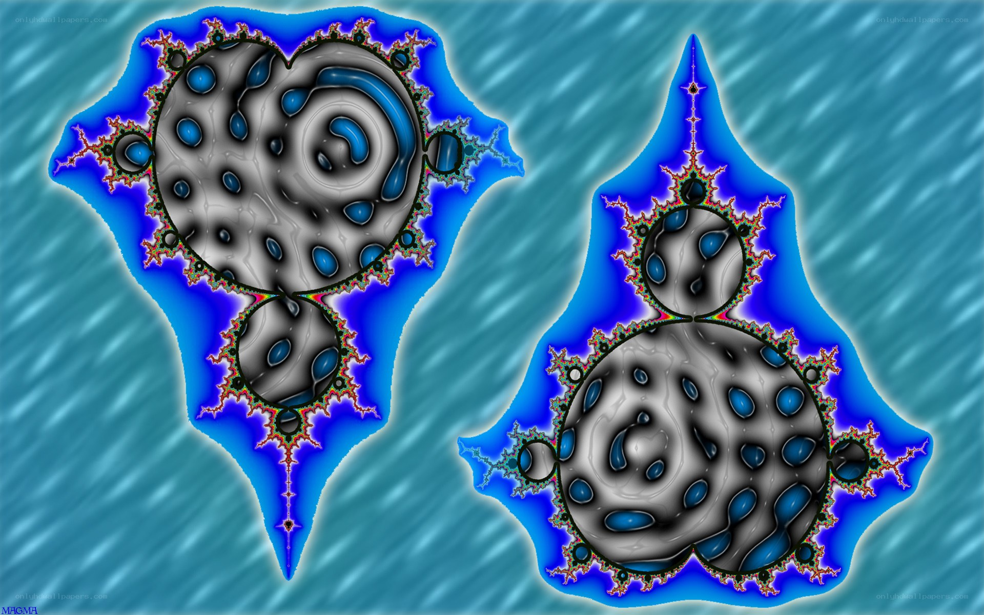 Fractal art with blue and gray patterns