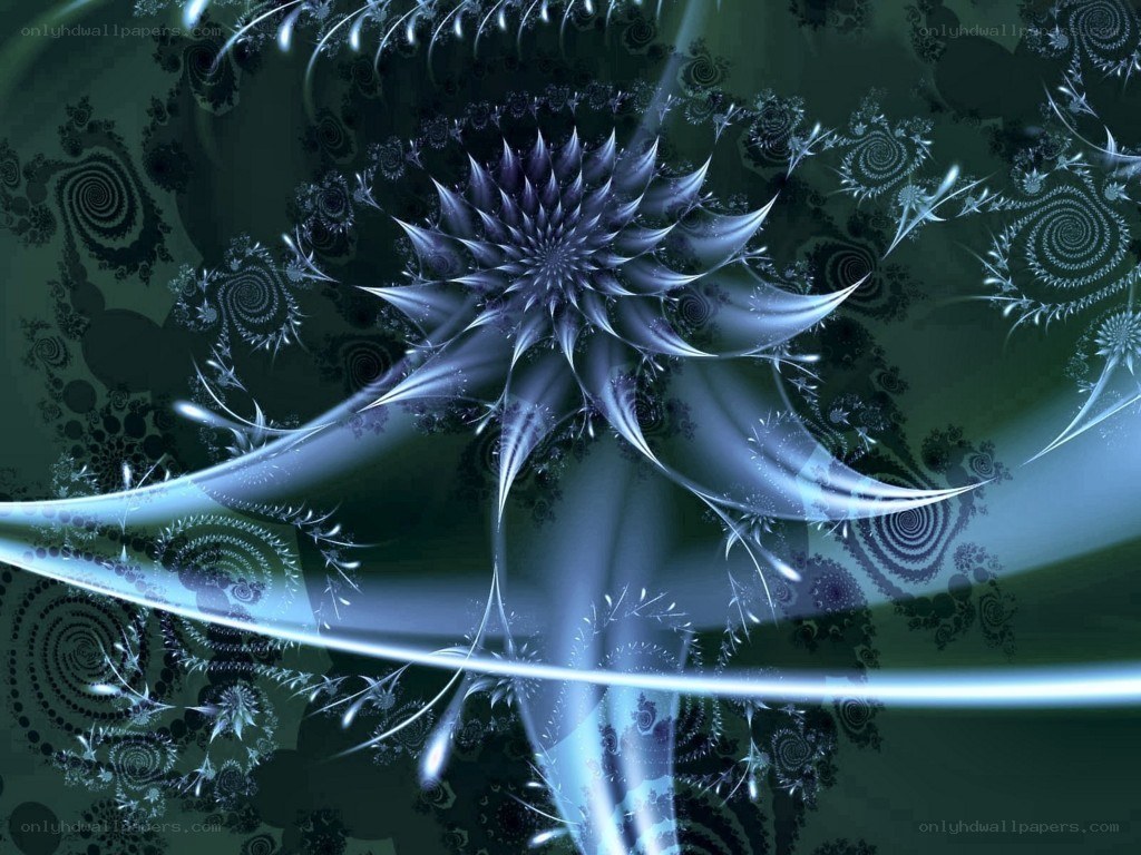 fractal art with blue and green patterns