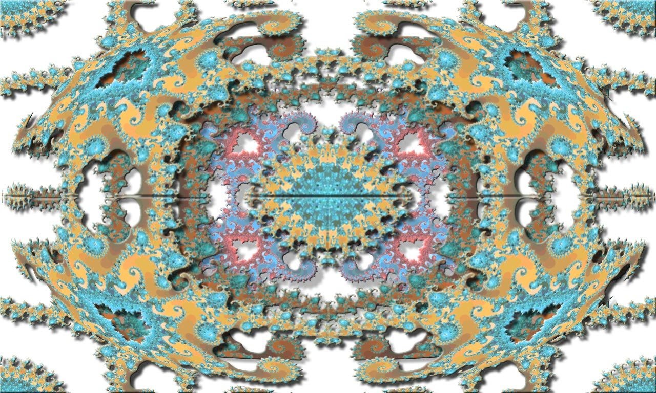 fractal art with blue and orange patterns