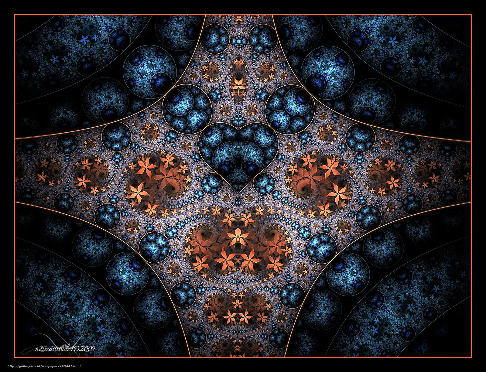 Fractal Art with Blue and Orange Patterns