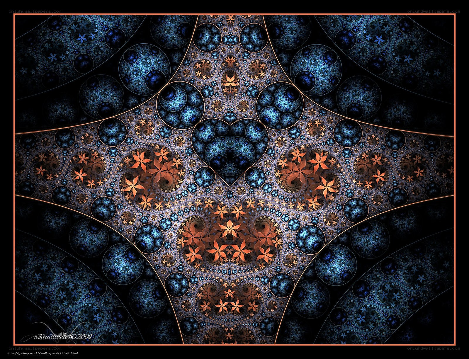 Fractal Art with Blue and Orange Patterns
